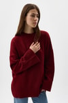 Kadın Kazak-Bordo Bisiklet Yaka Oversize Kadın Kazak 2450-rulem