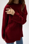 Kadın Kazak-Bordo Bisiklet Yaka Oversize Kadın Kazak 2450-rulem