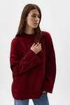 Kadın Kazak-Bordo Bisiklet Yaka Oversize Kadın Kazak 2450-rulem
