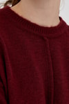 Kadın Kazak-Bordo Oversize Bisiklet Yaka Kadın Kazak 2345-rulem
