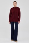 Kadın Kazak-Bordo Oversize Bisiklet Yaka Kadın Kazak 2345-rulem