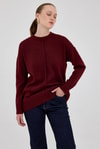 Kadın Kazak-Bordo Oversize Bisiklet Yaka Kadın Kazak 2345-rulem