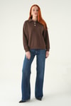 Kadın Kazak-Gömlek Yaka Kazak 3082A Kahve -rulem
