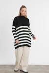 Kadın Kazak-Kalın Çizgili Tunik 5325 Siyah -rulem