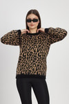 Kadın Kazak-Leopar Desen Kazak 6702 Bej -rulem