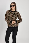 Kadın Kazak-Leopar Desen Kazak 6702 Bej -rulem