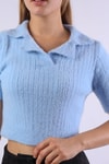 Kadın Kazak-Polo Yaka Fitilli Kazak 24162 Bebe Mavi -rulem