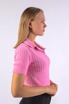 Kadın Kazak-Polo Yaka Fitilli Kazak 24162 Pembe -rulem