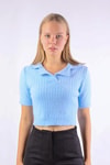 Kadın Kazak-Polo Yaka Fitilli Kazak 24162 Bebe Mavi -rulem