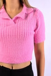 Kadın Kazak-Polo Yaka Fitilli Kazak 24162 Pembe -rulem