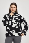 Kadın Kazak-Şardonlu Dik Yaka Leopar Kazak 24371 Taş-Siyah -rulem