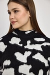 Kadın Kazak-Şardonlu Dik Yaka Leopar Kazak 24371 Taş-Siyah -rulem