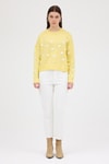 Kadın Kazak-Sarı Kalp Nakışlı Bisiklet Yaka Crop Kazak 2337-rulem