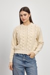 Kadın Kazak-Simli Fırfır Detay Kazak 24364 Bej -rulem