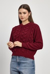 Kadın Kazak-Simli Fırfır Detay Kazak 24364 Bordo -rulem