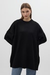 Kadın Kazak-Siyah Bisiklet Yaka Oversize Kadın Kazak 2450-rulem