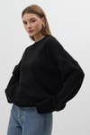 Kadın Kazak-Siyah Bisiklet Yaka Oversize Kadın Kazak 2450-rulem