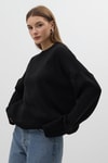 Kadın Kazak-Siyah Bisiklet Yaka Oversize Kadın Kazak 2450-rulem