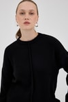 Kadın Kazak-Siyah Oversize Bisiklet Yaka Kadın Kazak 2345-rulem