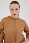 Kadın Kazak-Taba Oversize Bisiklet Yaka Kadın Kazak 2345-rulem