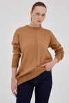 Kadın Kazak-Taba Oversize Bisiklet Yaka Kadın Kazak 2345-rulem