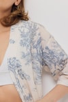 Kadın Kimono-Çiçekli Kısa Kol Kimono 4441A Mavi -rulem