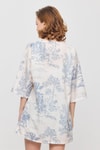 Kadın Kimono-Çiçekli Kısa Kol Kimono 4441A Mavi -rulem