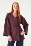 Kadın Kimono-Kuşaklı Geniş Kol Kimono 3068A Mürdüm -rulem