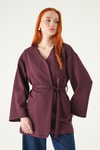 Kadın Kimono-Kuşaklı Geniş Kol Kimono 3068A Mürdüm -rulem