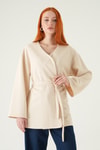 Kadın Kimono-Kuşaklı Geniş Kol Kimono 3068A Taş -rulem