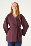 Kadın Kimono-Kuşaklı Geniş Kol Kimono 3068A Mürdüm -rulem