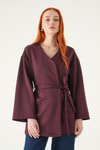 Kadın Kimono-Kuşaklı Geniş Kol Kimono 3068A Mürdüm -rulem
