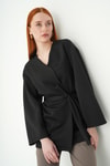 Kadın Kimono-Kuşaklı Geniş Kol Kimono 3068A Siyah -rulem