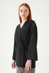 Kadın Kimono-Kuşaklı Geniş Kol Kimono 3068A Siyah -rulem