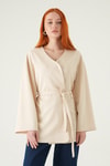 Kadın Kimono-Kuşaklı Geniş Kol Kimono 3068A Taş -rulem