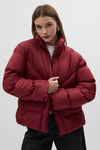 Kadın Mont-Bordo Oversize Dik Yaka Şişme Mont 4010-rulem