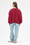 Kadın Pamuklu İçi Polarlı Oversize Yuvarlak Yakalı Bordo Sweatshirt 9152M