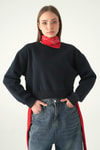 Kadın Pamuklu İçi Polarlı Oversize Yuvarlak Yakalı Laci Sweatshirt 9152M