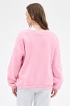 Kadın Pamuklu İçi Polarlı Oversize Yuvarlak Yakalı Pembe Sweatshirt 9152M