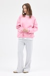 Kadın Pamuklu İçi Polarlı Oversize Yuvarlak Yakalı Pembe Sweatshirt 9152M