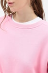 Kadın Pamuklu İçi Polarlı Oversize Yuvarlak Yakalı Pembe Sweatshirt 9152M