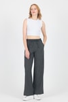 Kadın Pantolon-Antrasit Pamuklu Bel Lastikli Wide Leg/Bol Paça Pantolon 4754A-rulem