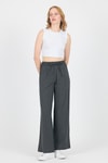 Kadın Pantolon-Antrasit Pamuklu Bel Lastikli Wide Leg/Bol Paça Pantolon 4754A-rulem