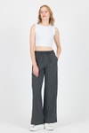 Kadın Pantolon-Antrasit Pamuklu Bel Lastikli Wide Leg/Bol Paça Pantolon 4754A-rulem
