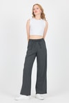 Kadın Pantolon-Antrasit Pamuklu Bel Lastikli Wide Leg/Bol Paça Pantolon 4754A-rulem