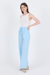 Kadın Pantolon-Bebe Mavi %100 Pamuk Müslin Palazzo/Bol Paça Pantolon 8056A-rulem