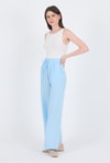 Kadın Pantolon-Bebe Mavi %100 Pamuk Müslin Palazzo/Bol Paça Pantolon 8056A-rulem