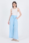Kadın Pantolon-Bebe Mavi %100 Pamuk Müslin Palazzo/Bol Paça Pantolon 8056A-rulem