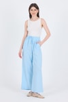 Kadın Pantolon-Bebe Mavi %100 Pamuk Müslin Palazzo/Bol Paça Pantolon 8056A-rulem