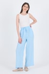 Kadın Pantolon-Bebe Mavi %100 Pamuk Müslin Palazzo/Bol Paça Pantolon 8056A-rulem